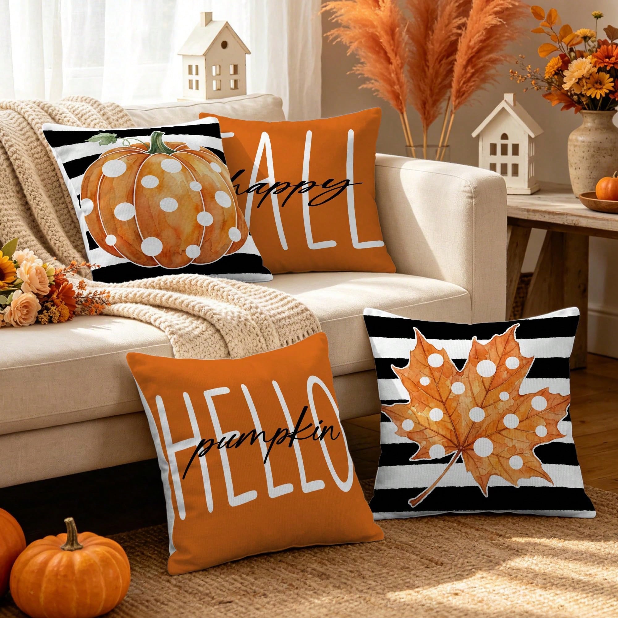 4 sztuki jesiennych poszewek n – Pillow Insert 18X18 recenzja i cena